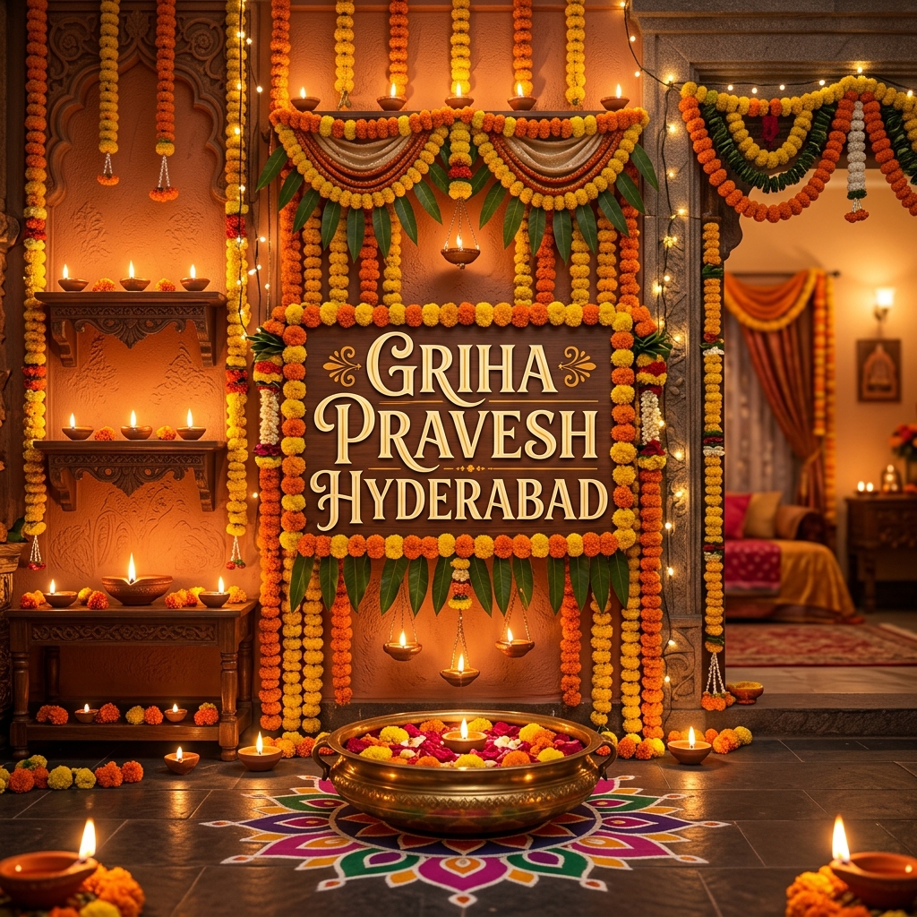 Griha Pravesh Puja arrangement for a new home in Hyderabad
